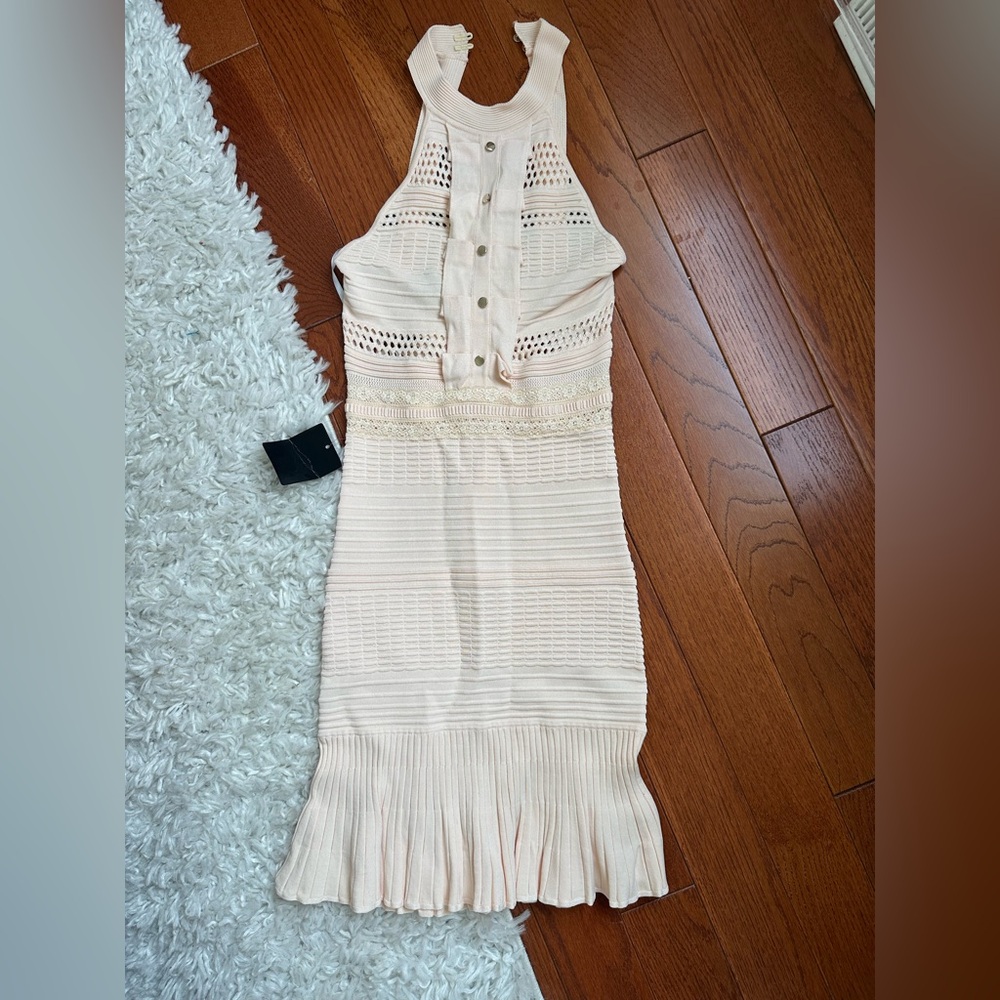 Bebe mock neck ruffle dress